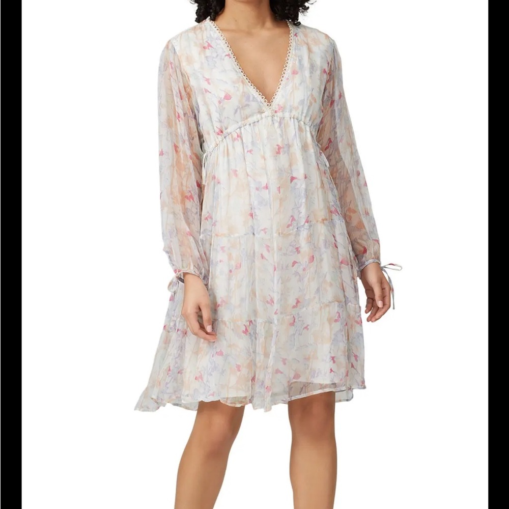 Slate & Willow Cream and Pink Floral Peasant Dress